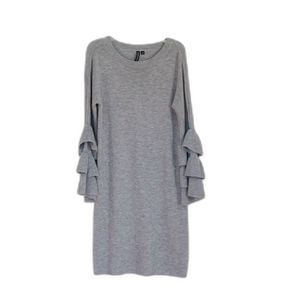 Moon & Madison Grey ruffled sleeve sweater dress
